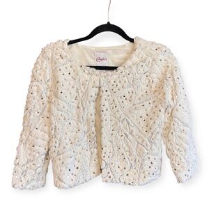 Candie's Cream Faux Fur Cropped Jacket-GUC-Sz Small